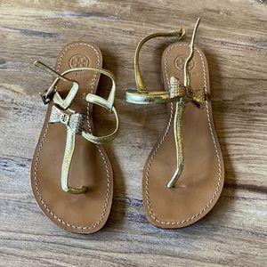 Tory Burch sandals gold bow flip flops women’s size US 5.5